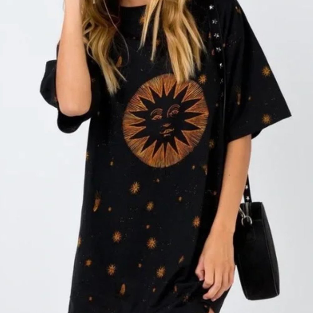 Princess Polly Motel Celestial Sunny Kiss Dress Black